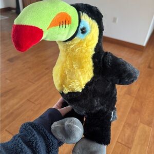 Build A Bear Toucan 14" Plush Black Tropical Bird Green Beak Stuffed Animal BAB